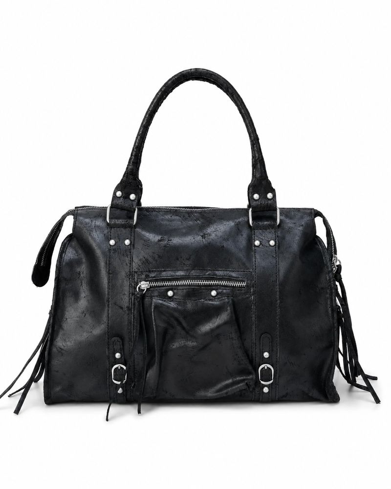 It girl bag black silver